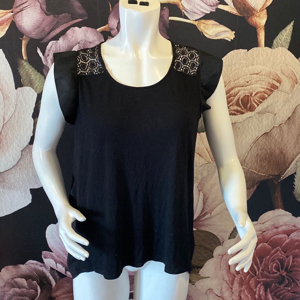 Black Laced Ruffle Shirt